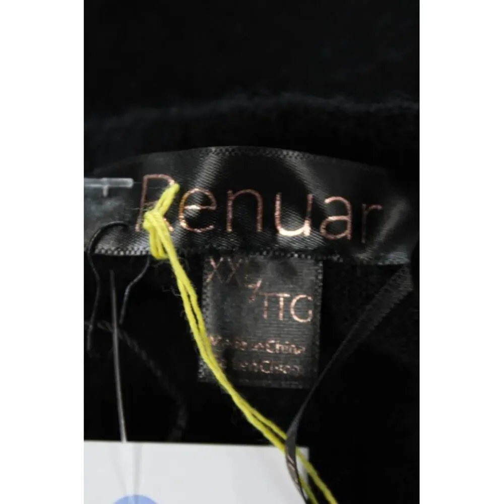 Renuar Womens Front Pockets Crew Neck Pullover Sweater Top Black Size XXL